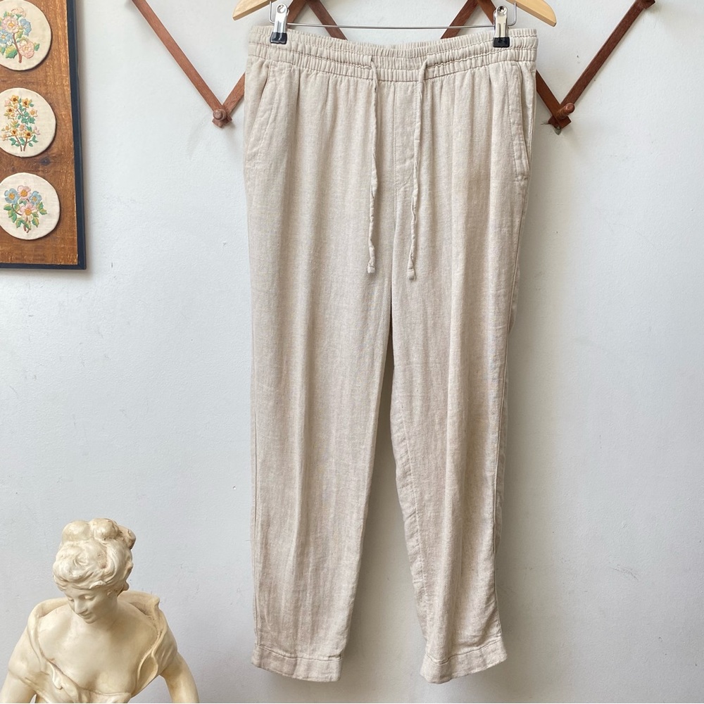 Linen Drawstring Lounge Pants - Picture 1 of 12